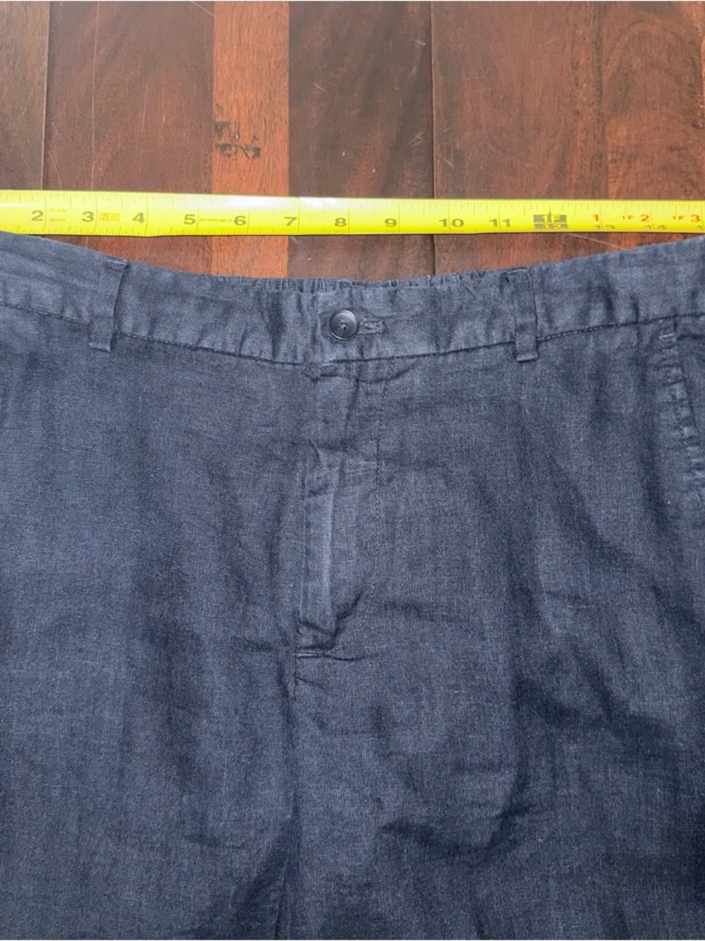Zara Navy Linen Straight Leg Pants